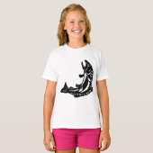 躍動するトラウトフィッシュのシルエット Tシャツ (正面フル)