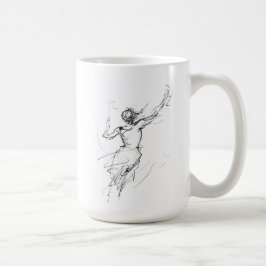 躍動する喜びの女性 アブストラクトスケッチ コーヒーマグカップ
