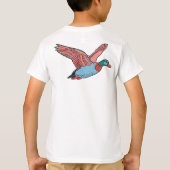 躍動する飛翔のアヒルのイラスト Tシャツ (裏面)