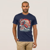 躍動する鯉の波 - 日本の浮世絵Tシャツ Tシャツ (正面フル)