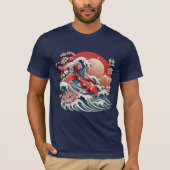 躍動する鯉の波 - 日本の浮世絵Tシャツ Tシャツ (正面)