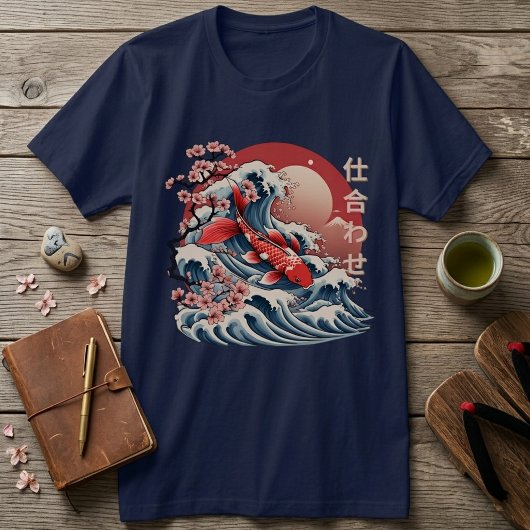 躍動する鯉の波 - 日本の浮世絵Tシャツ Tシャツ