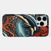 躍動的なイルカのアート作品 iPhoneケース (裏面横)
