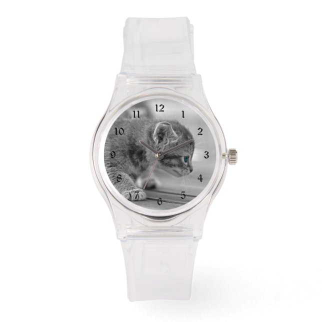 身をかがめる子ネコ 腕時計 (正面)