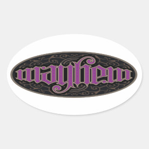 身体傷害のAmbigramのステッカー 楕円形シール