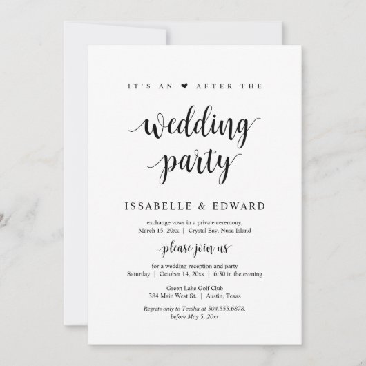 身内だけで挙式を行うこと、それは結婚式後のパーティーです 招待状 (正面)