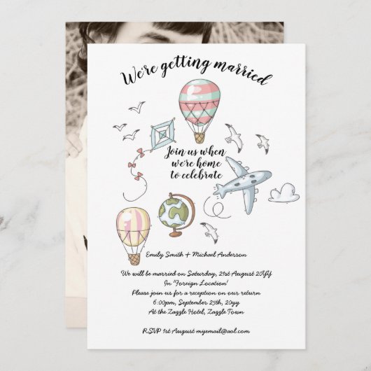 身内のみの結婚式の後の披露宴への招待状 - ふたりだけで済ませた結婚式の後の 招待状 (正面/裏面)