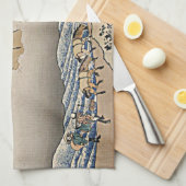 身延川北斎から富士山の裏側 キッチンタオル (四つ折り)