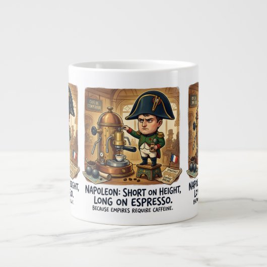 身長不足のナポレオン・コーヒーの似顔絵 ジャンボコーヒーマグカップ (正面)