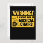 車いすおもしろいミュージカル椅子ユーモア ポストカード (正面/裏面)