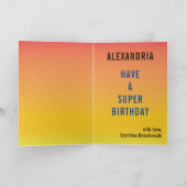 車いすスーパーヒーローガール💥飛んでいるヒーロー誕生日 カード (内部)