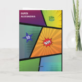 車いすスーパーヒーローガール飛んでいるヒーロー誕生日 カード (裏面)