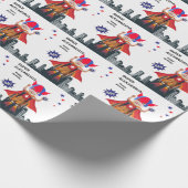 車いすスーパーヒーロー写真💥飛んでいるヒーロー誕生日 ラッピングペーパー (角)