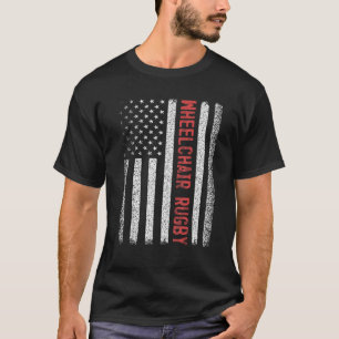 車いすラグビーアメリカ国旗7月4日 Tシャツ