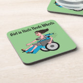 車いすレッドヘッカスタマイズド文字飲料用コースター コースター (左側)