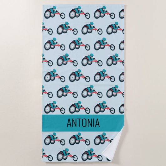 車いすレース ビーチタオル (正面)