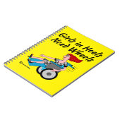 車いす女の子がノートに赤転が頭を付け ノートブック (左側)