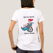 車いす女転がの子が後ろを見る Tシャツ (裏面)