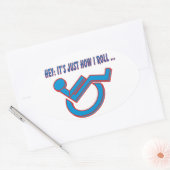 車いす態度! 楕円形シール (封筒)