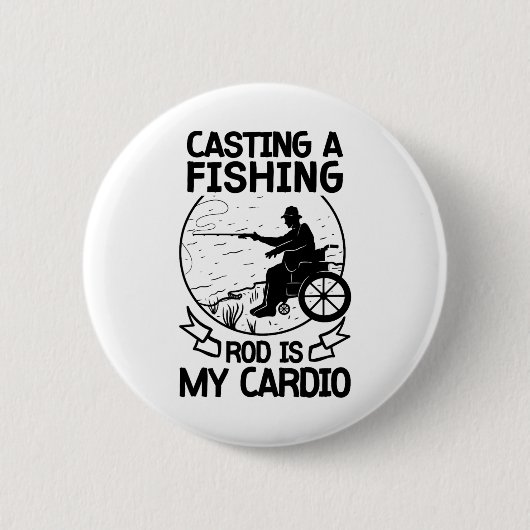 車いす漁師ボート障害ホブ 缶バッジ (正面)