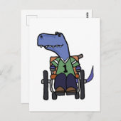 車いす漫画の可愛いTレックス恐竜 ポストカード (正面/裏面)