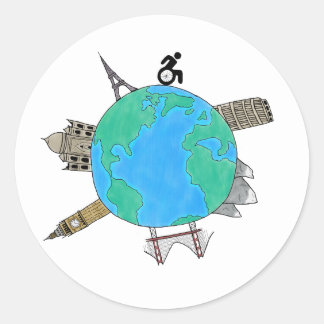 「車いす行く場所」色付きシール ラウンドシール