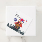 車いす飛んでいるスーパーヒーローガール誕生日 フェイバータグ (インサイチュ)