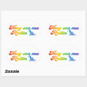 車いす – 彼らは私のレトロなスタイル 楕円形シール (シート)