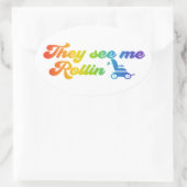 車いす – 彼らは私のレトロなスタイル 楕円形シール (バッグ)