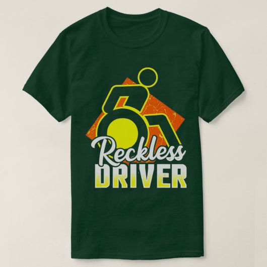 車おもしろいいすユーモア障害ハンディキャップ Tシャツ (デザイン正面)