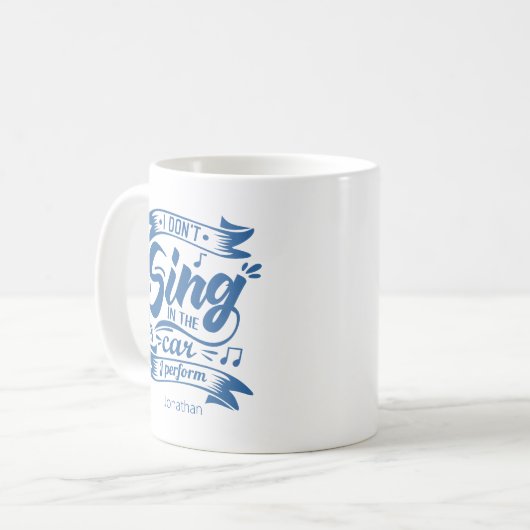 車おもしろいのプレゼントで歌う コーヒーマグカップ (正面左)