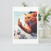 車おもしろいの中笑わされる指の猫C サンキューカード (スタンド正面)