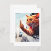 車おもしろいの中笑わされる指の猫C サンキューカード (正面/裏面)