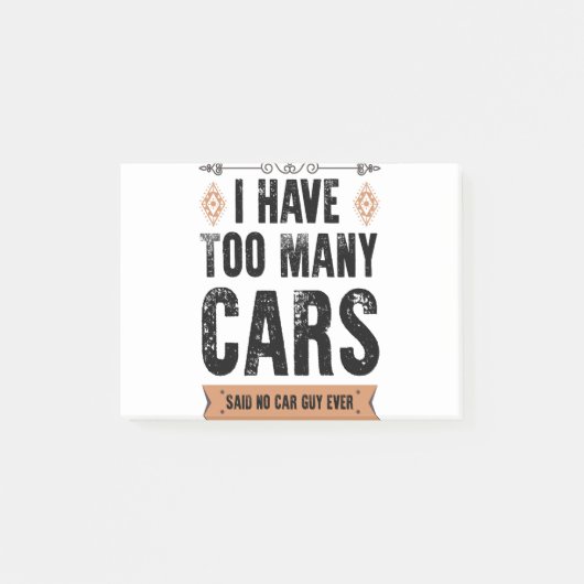 車おもしろいの男のギフト私はあまりにも多くの車のヴィンテージ ポストイット (正面)