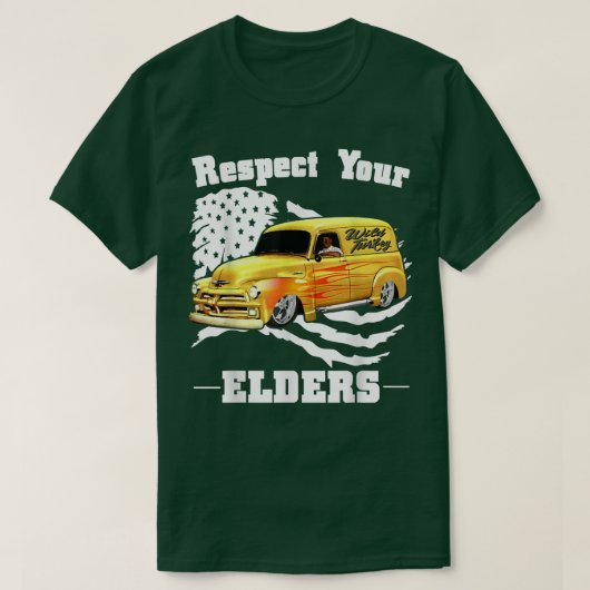 車おもしろいの男 – あなたの年長者のパネルを尊重クラシックする Tシャツ (デザイン正面)