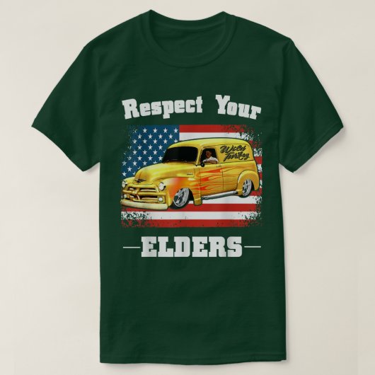 車おもしろいの男 – あなたの年長者のパネルを尊重クラシックする Tシャツ (デザイン正面)