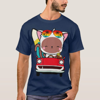 車おもしろいを運転する白猫 Tシャツ