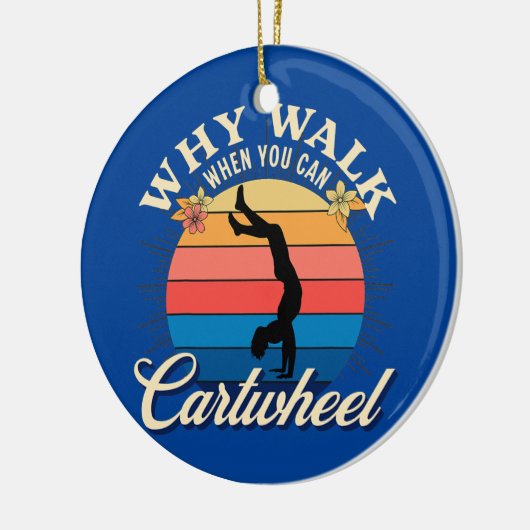 車おもしろい車が走れるときに体操を歩く セラミックオーナメント (左)