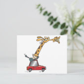 車おもしろい間抜け通勤のキリン ポストカード (スタンド正面)