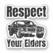 車おもしろい-ヴィンテージ敬老のクラシックMu シール (正面)