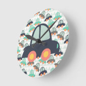 車およびより多くの車 ラウンド壁時計 (傾斜)