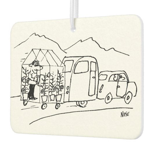 車がキャラバンと温室を牽引 カーエアーフレッシュナー (左)