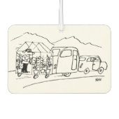 車がキャラバンと温室を牽引 カーエアーフレッシュナー (正面)