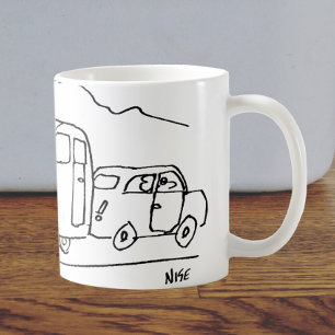 車がキャラバンと温室を牽引 コーヒーマグカップ