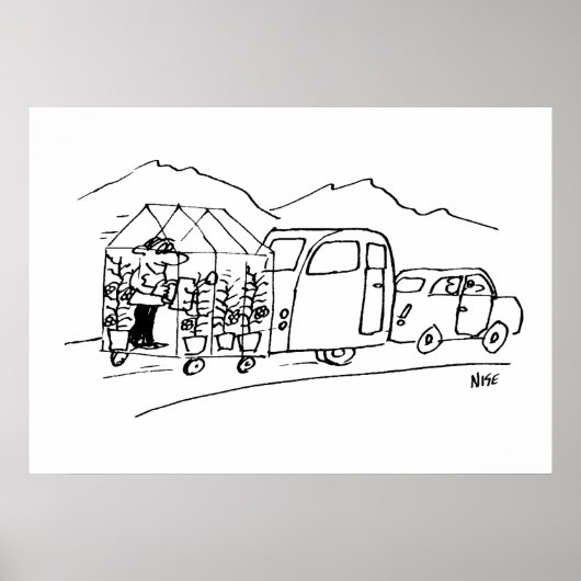 車がキャラバンと温室を牽引 ポスター (正面)