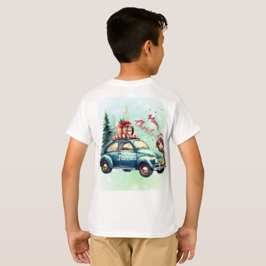 車が乗ったこのクリスマス Tシャツ (裏面フル)
