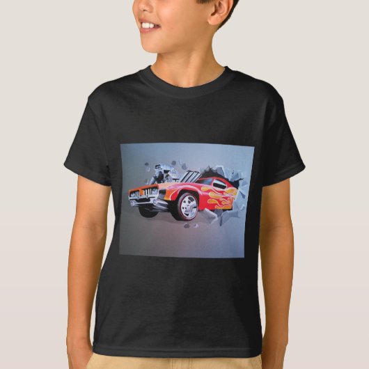 車が壁を突き抜ける Tシャツ (正面)