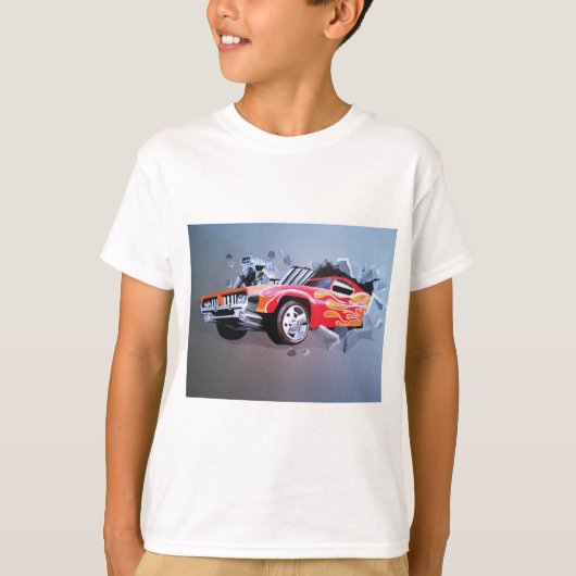 車が壁を突き抜ける Tシャツ (正面)