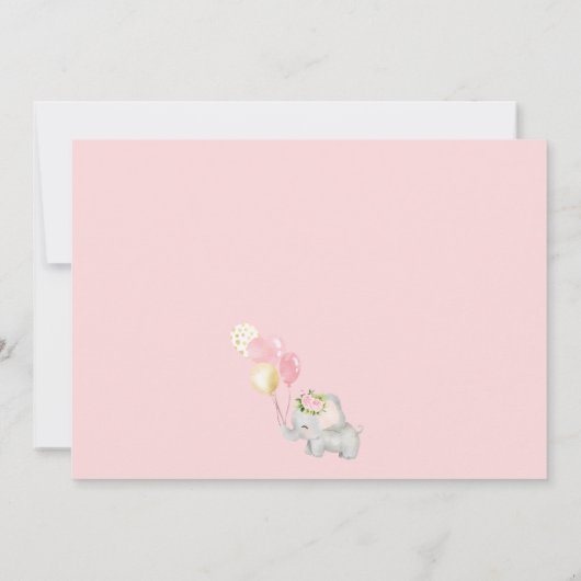 車でゾウの赤ちゃんシャワーガール 招待状 (裏面)