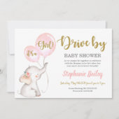 車でゾウの赤ちゃんシャワーガール 招待状 (正面)